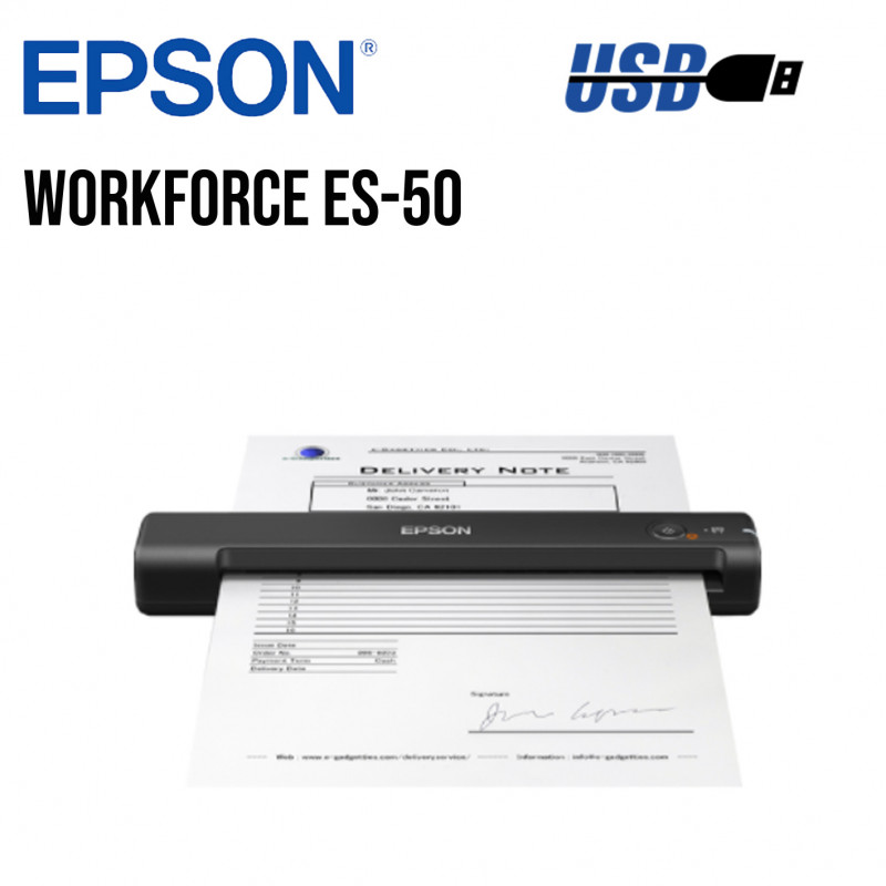 ESCANER PORTATIL EPSON WORKFORCE ES-50 A4/600DPI/5.5PPM/USB